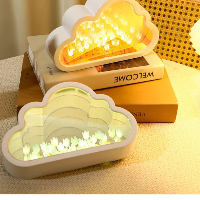 DIY Tulip Flower Sea Night Lamp - Cloud Mirror Atmosphere Light