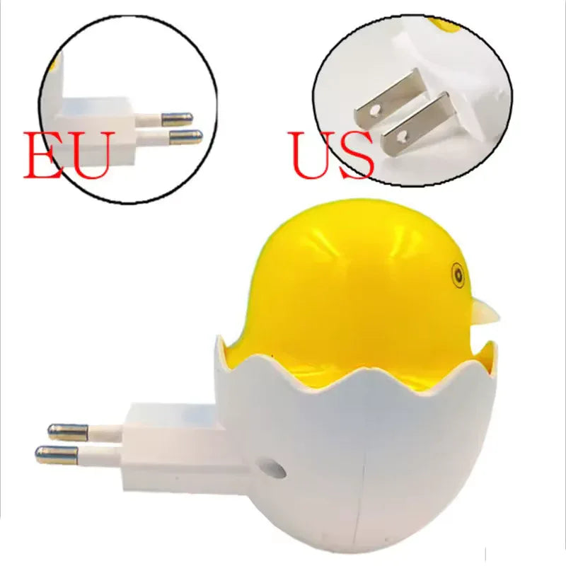 Creative In Line Plug Night Lamp For Children Cracked Chicken Decoration Bedroom LED Lamp Convenient Lustre With Light Induction