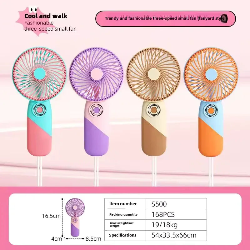 Portable Mini USB Fan – Cute Cartoon Design, 3-Speed Adjustable