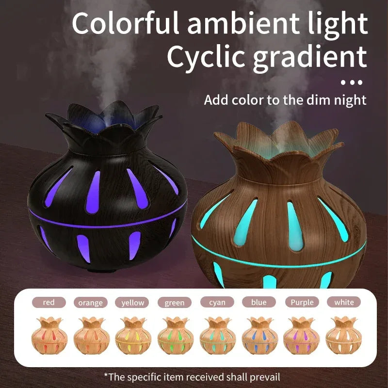 Wood Grain Flower Humidifier – USB Mini Aroma Diffuser