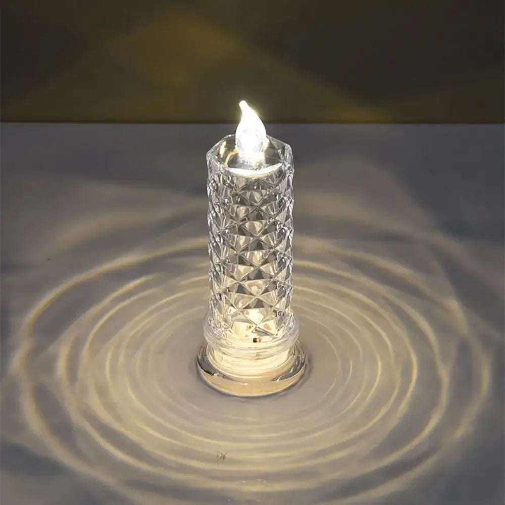 Rose Projection Crystal LED Candle Light – Romantic Lamp (each)