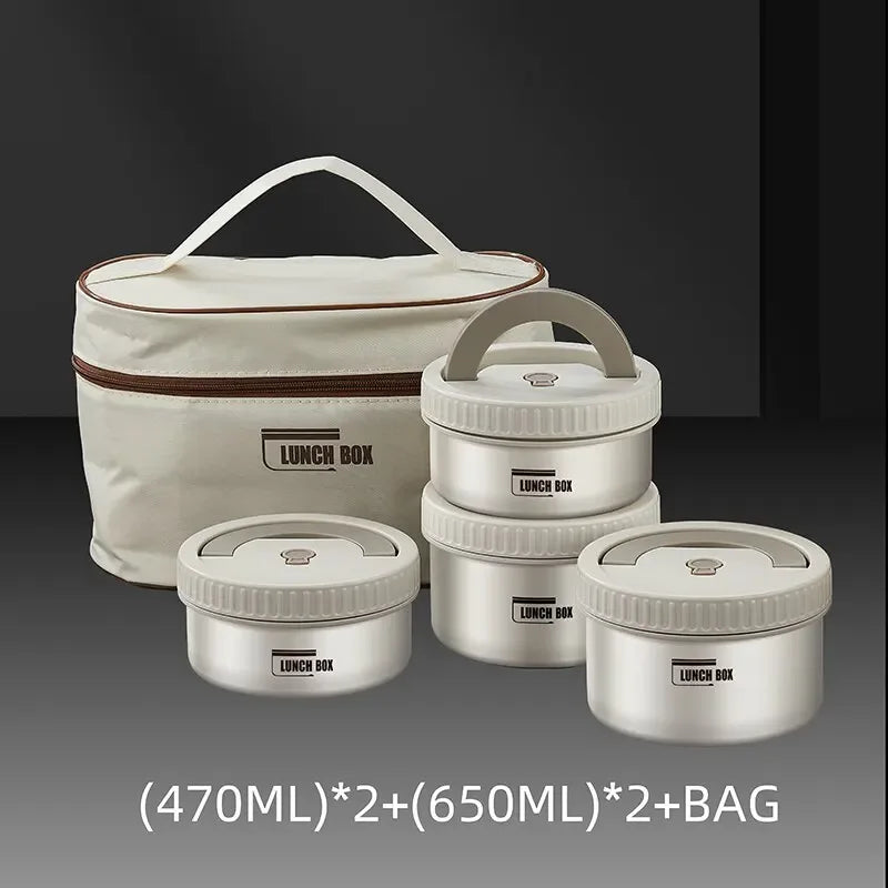 Portable Insulated Stainless Steel Bento Lunch Box Set With Bag