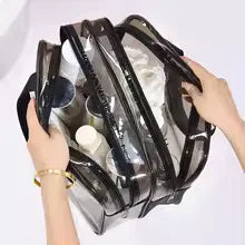 Double Layer Transparent Cosmetic Bag – Large Travel Makeup Organizer