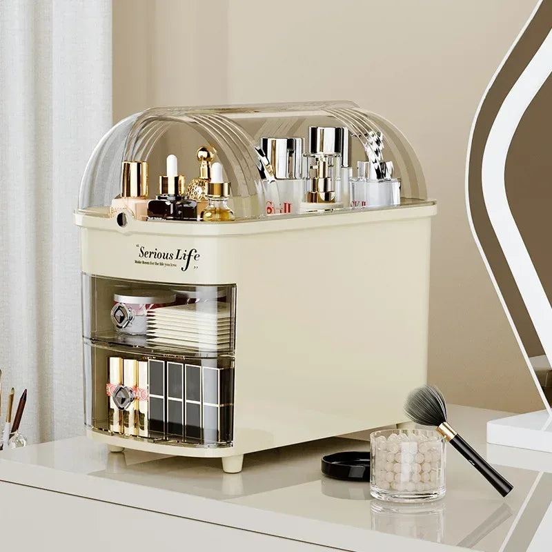 Large Capacity Cosmetics Storage Box with Dust Cover