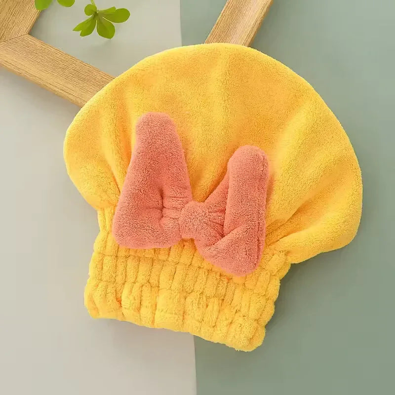 Soft Water-Absorbent Shower Cap with Stylish Bow