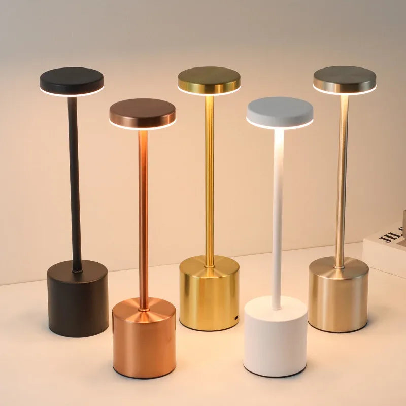 Rechargeable Alloy LED Table Lamp – 3-Color Touch Light