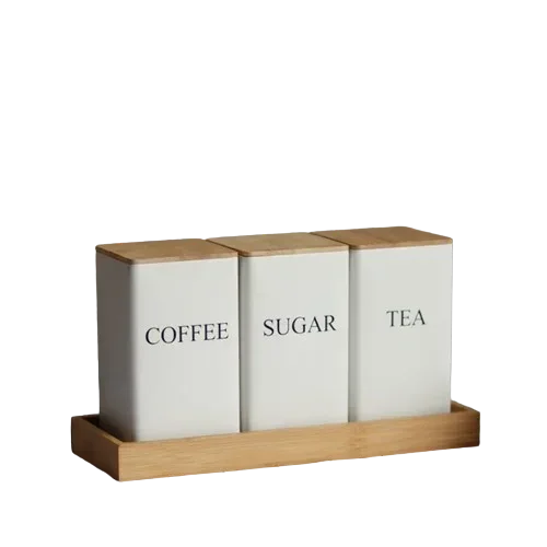 Bamboo Lid Iron Art Storage Box – Square Kitchen Jar