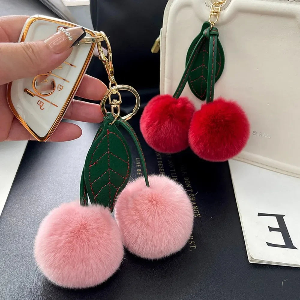 Cherry Plush Toy Keychain – Colorful & Fluffy (Random Color)