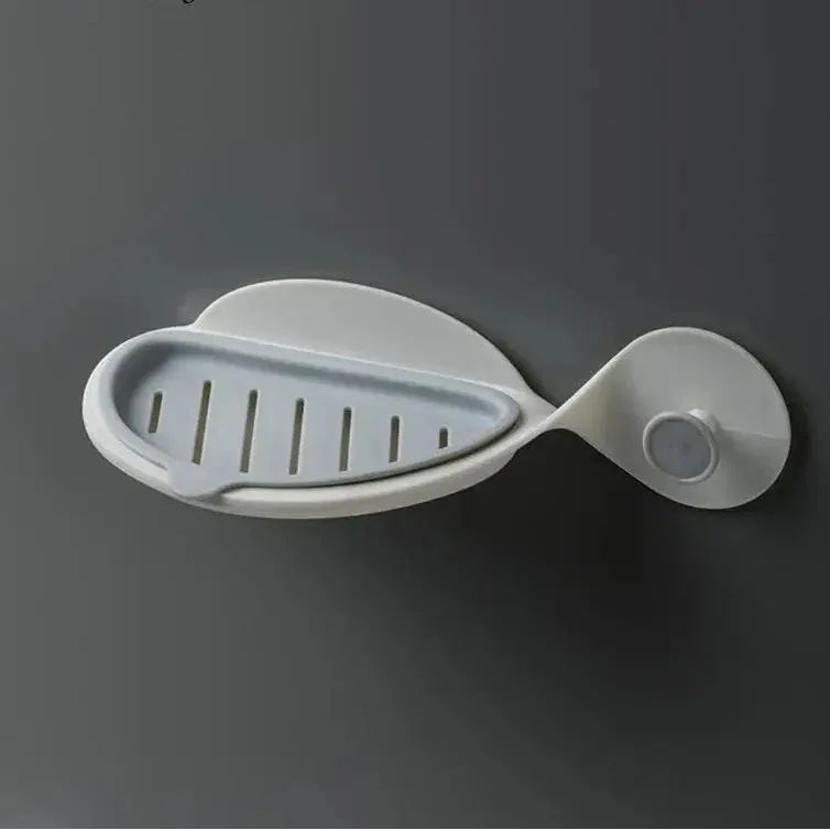Wall Mount Double-Layer Soap Box – Adhesive Drain Rack for Bathroom (Random)
