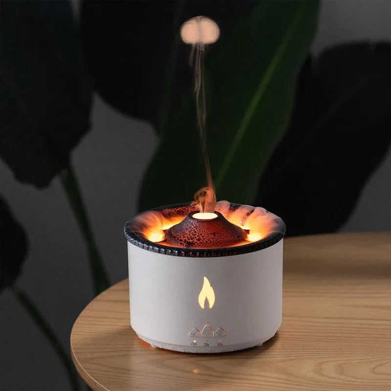 Premium Volcano Flame Humidifier – LED Fire Mist Aroma Diffuser