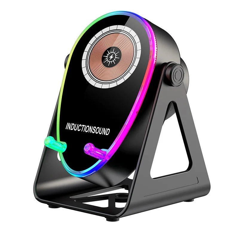 Wireless Fast Charging Speaker - Bluetooth 5.3 Phone Holder with RGB Lights