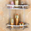 Corner Wall-Mount Bathroom Storage Rack – Aluminum No-Drill Shower Shelf