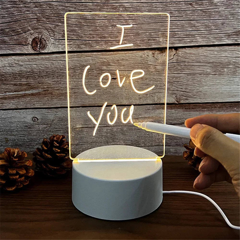 LED Message Note Board Night Light – USB With Marker