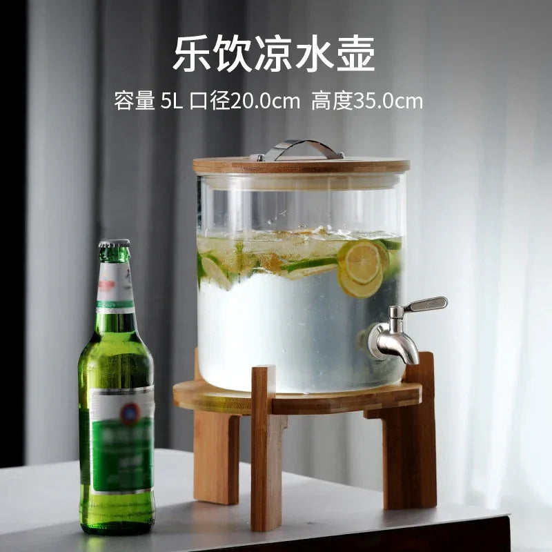 Luxury Glass Juice Container – Silver Wood Cap