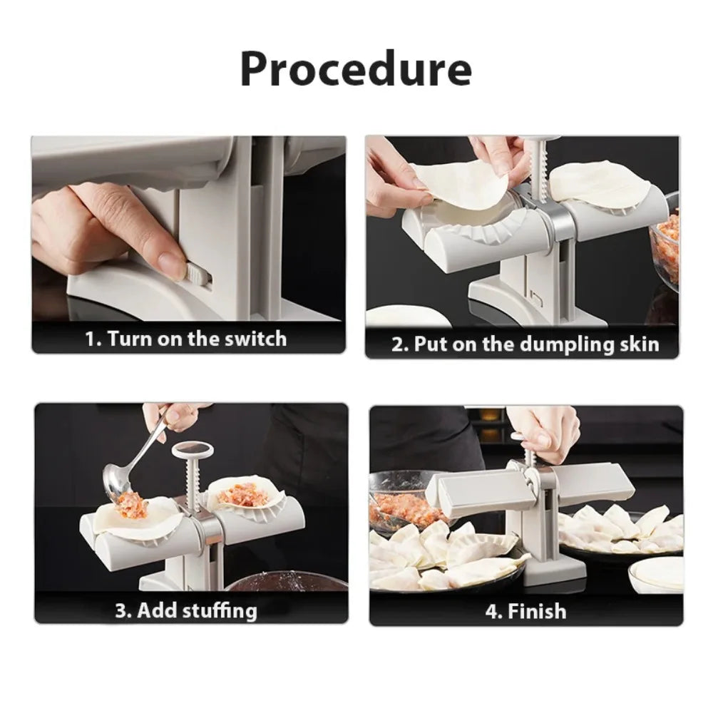 Automatic Double-Head Dumpling Machine - Easy-Press Wonton & Pie Mold