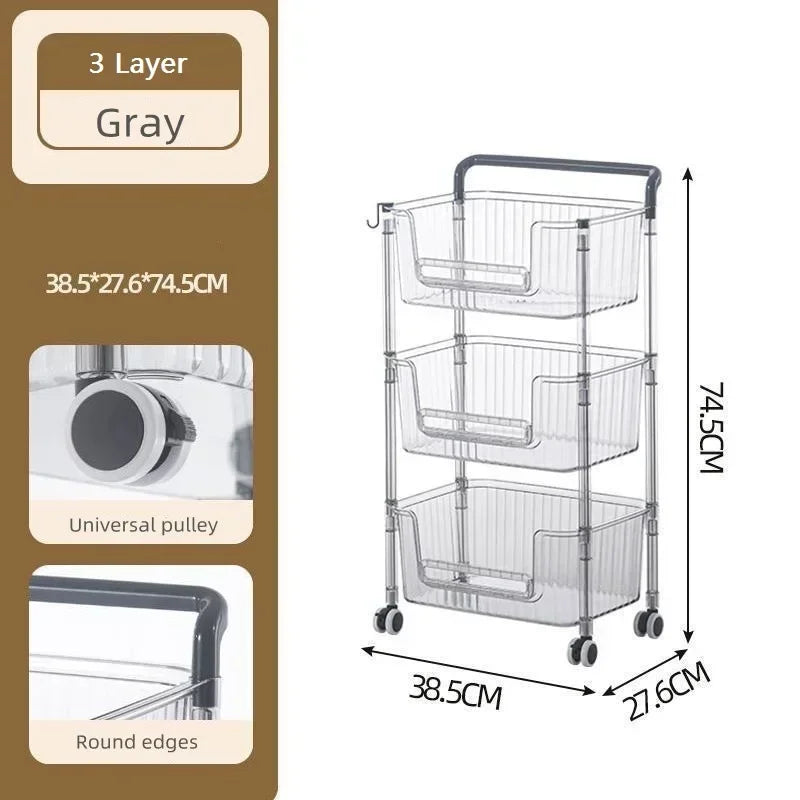 Movable Kitchen Storage Cart with Wheels