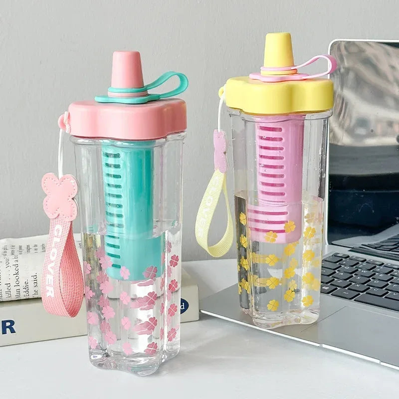Large Plastic Straw Cup – Portable Tea & Water Infuser (Random Color)