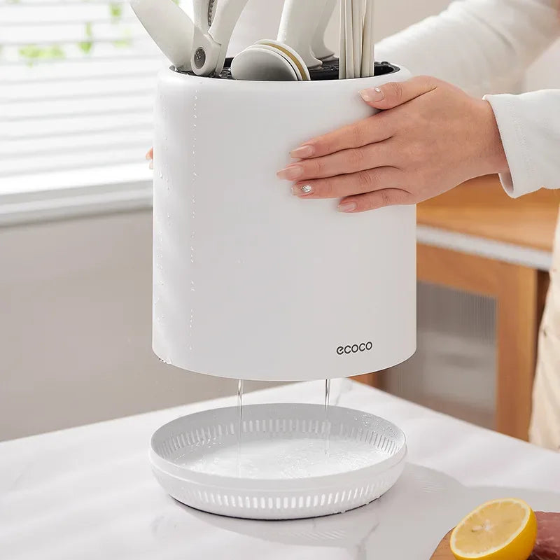 360° Rotating Kitchen Cutlery & Knife Holder Rack