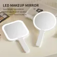 LED Lightening Hand Mirror – Portable Makeup Mirror with Bright Light (Random shape)
