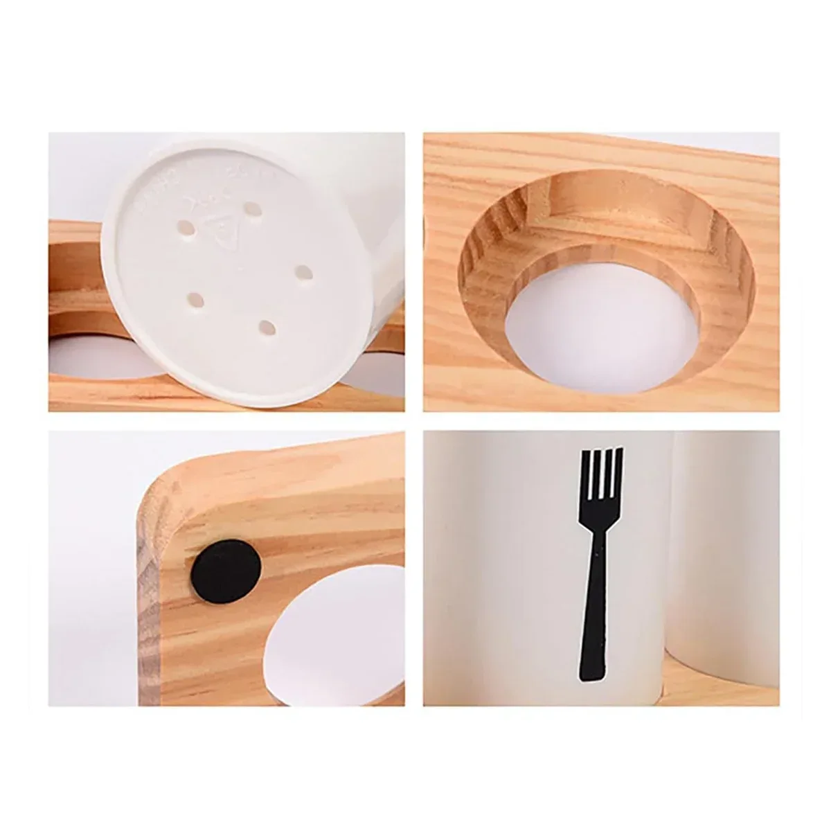 High-Quality Kitchen Utensil Holder with Wooden Base – Large Round Organizer