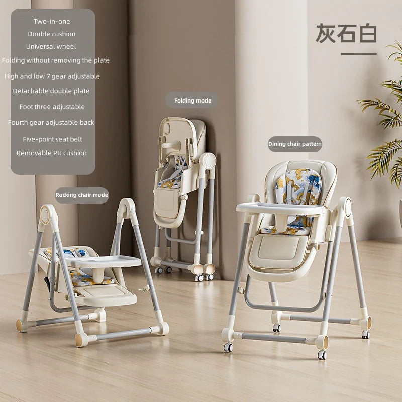Foldable Baby Dining Chair with Rocking Seat