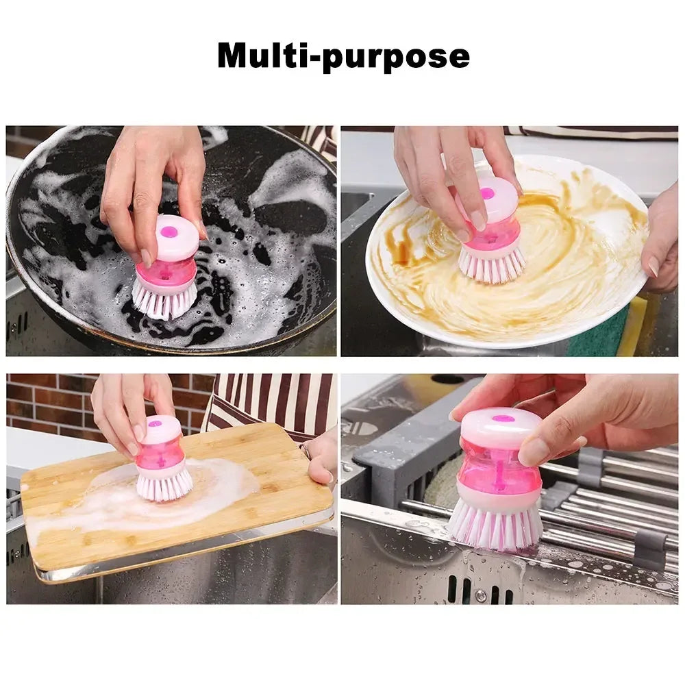 Soap Dispensing Dish Brush – Kitchen Cleaning Scrubber