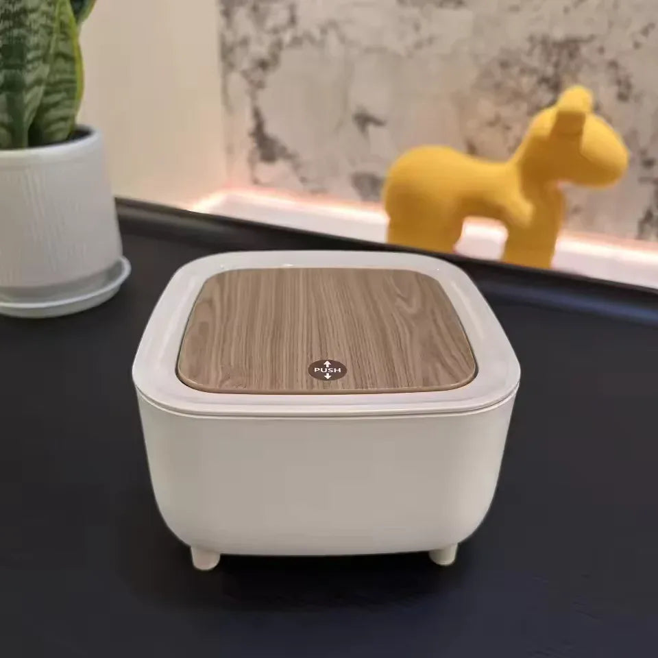 Mini Desktop Trash Can – Small Covered Bin for Desk & Bedroom