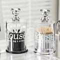 Transparent Acrylic Cotton Swab & Toothpick Holder with Chrome Figurine Lid