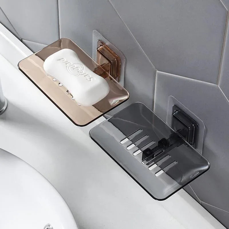 Wall-Mounted Double Layer Soap Rack – No Drilling