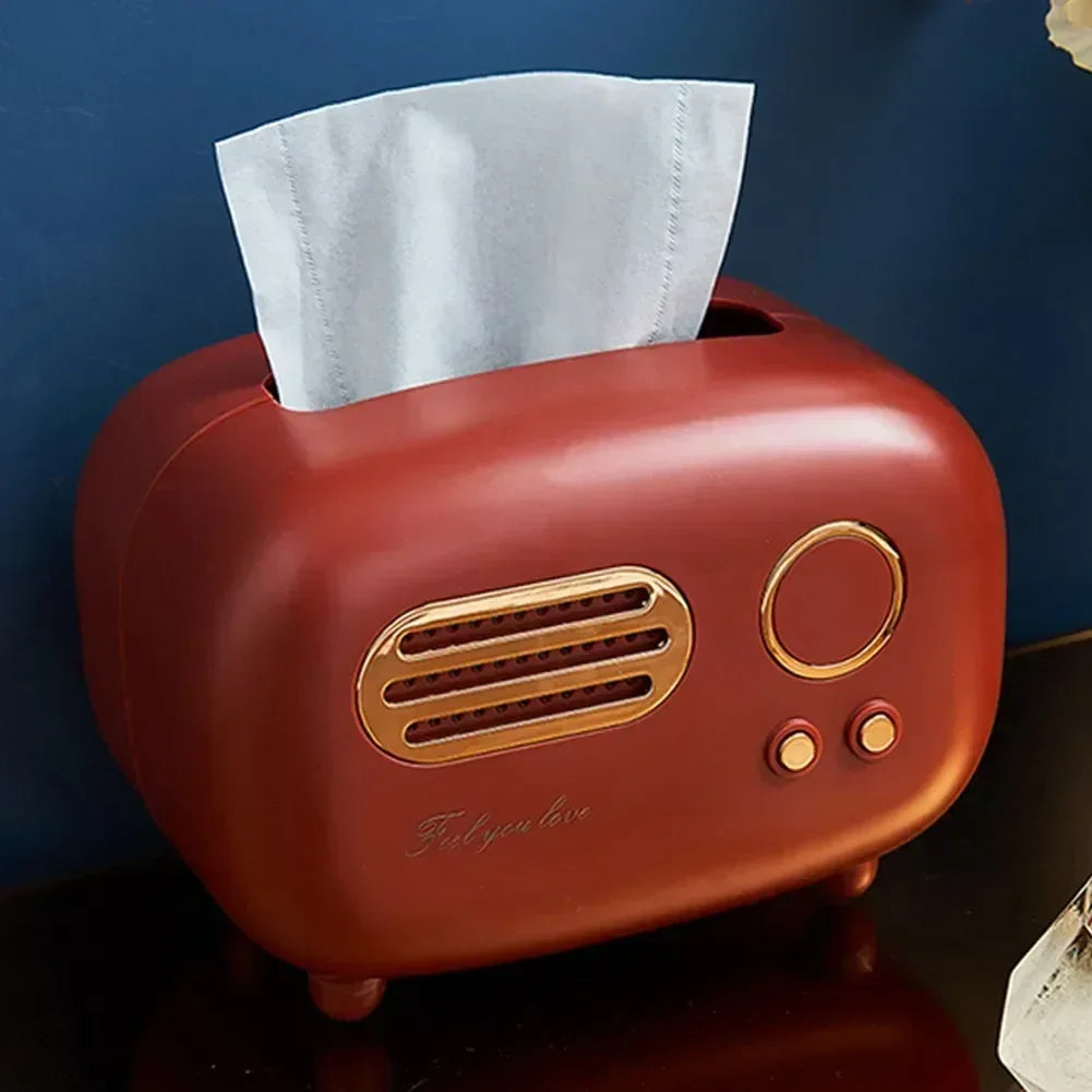Radio Model Tissue Box Holder – Retro Home & Desktop Organizer (Random color)