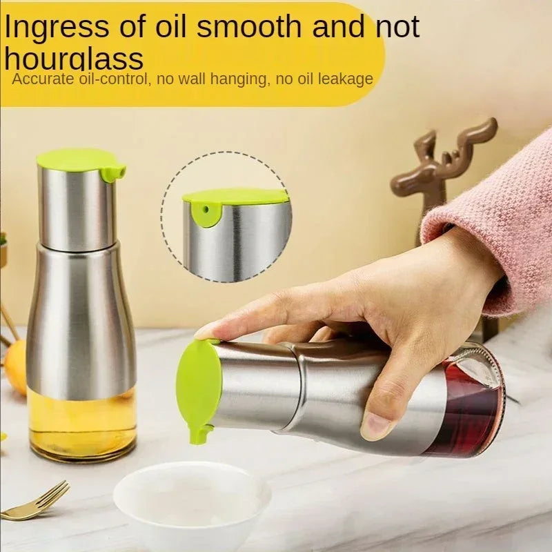 Stainless Steel Glass Oil Dispenser Bottle