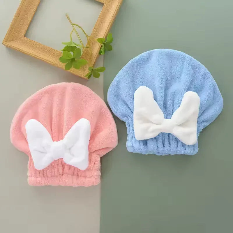 Soft Water-Absorbent Shower Cap with Stylish Bow