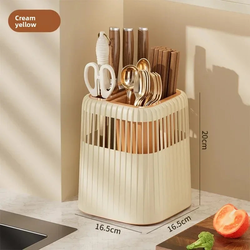 Rotating Knife & Utensil Storage Rack – Multi-Functional Organizer