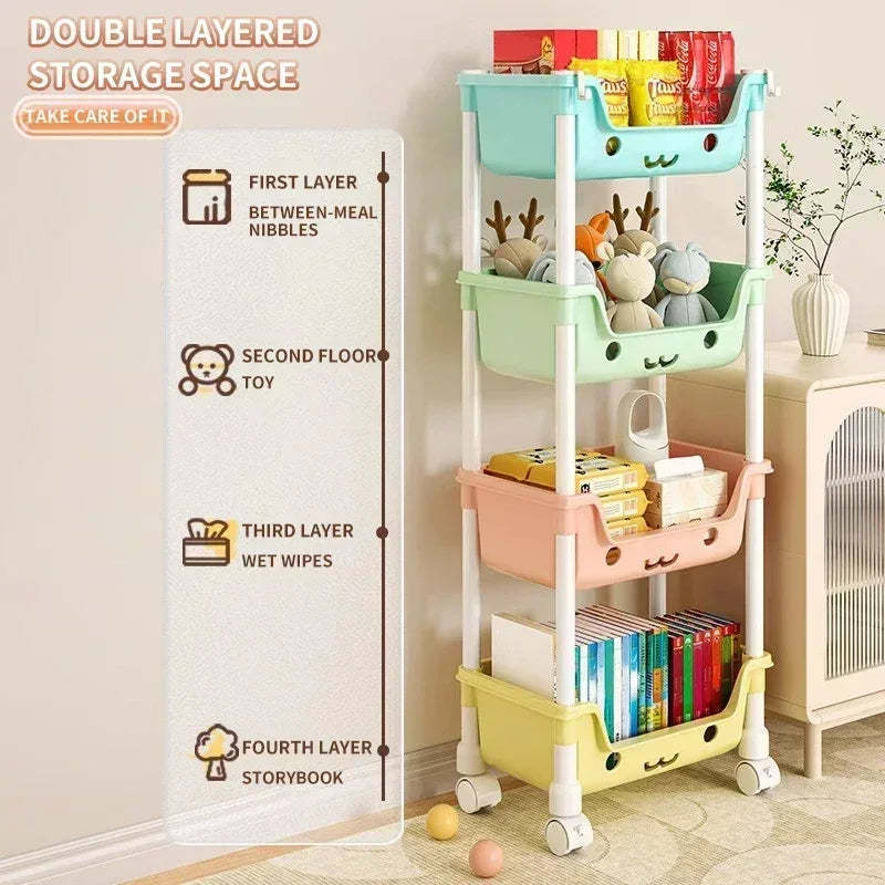 Storage Trolley Rack – Kids Organizer & Bookshelf