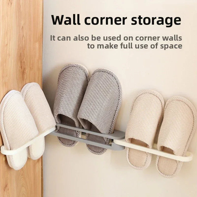 3-in-1 Wall Mounted Slipper Rack – No-Drill Bathroom Shoe & Towel Holder