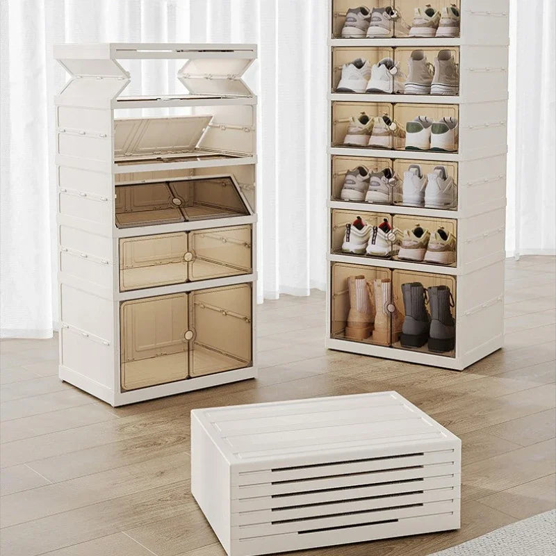 Foldable Shoe Cabinet Rack - No-Installation Transparent Storage Box
