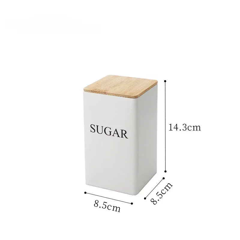 Bamboo Lid Iron Art Storage Box – Square Kitchen Jar