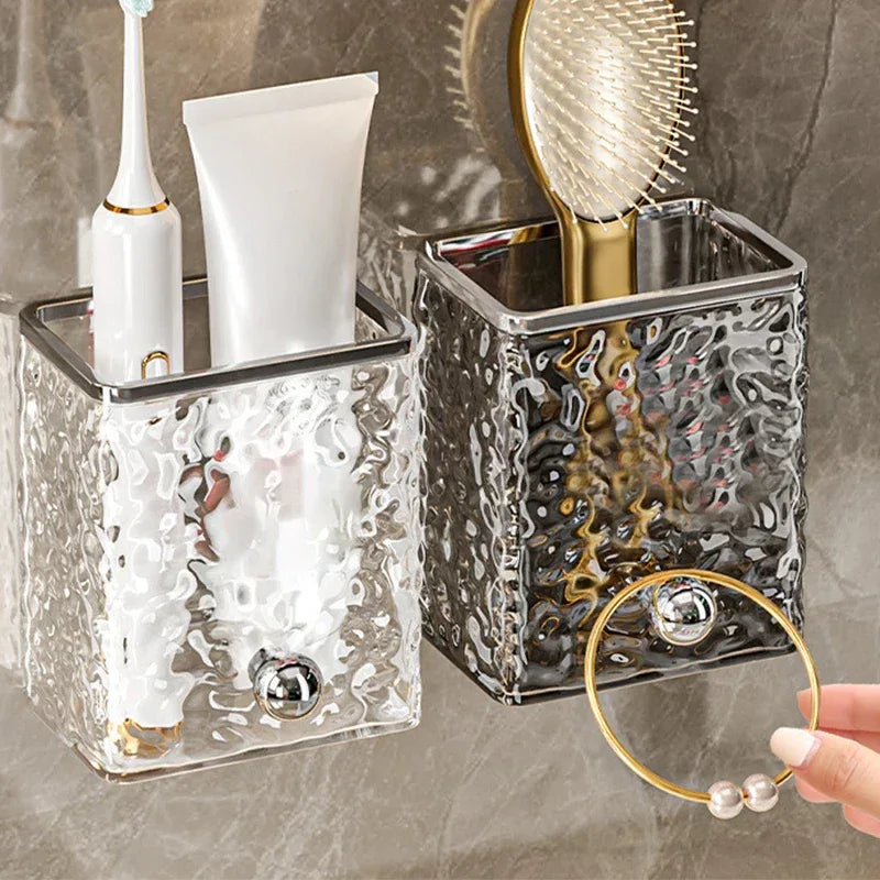 Wall-Mounted Bathroom Organizer – Toothbrush & Toothpaste Holder