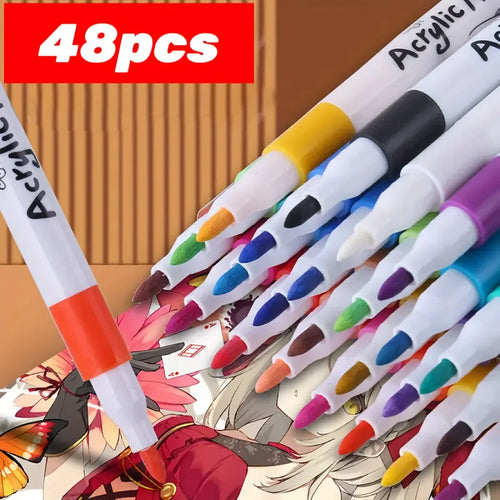 12pcs Acrylic Marker Pen Set - Soft Tip Paint Markers