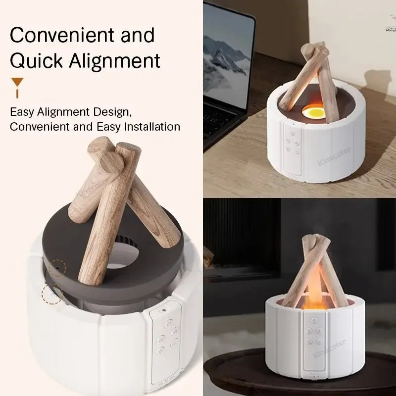 Premium Bonfire Humidifier – LED Flame Effect Aroma Diffuser