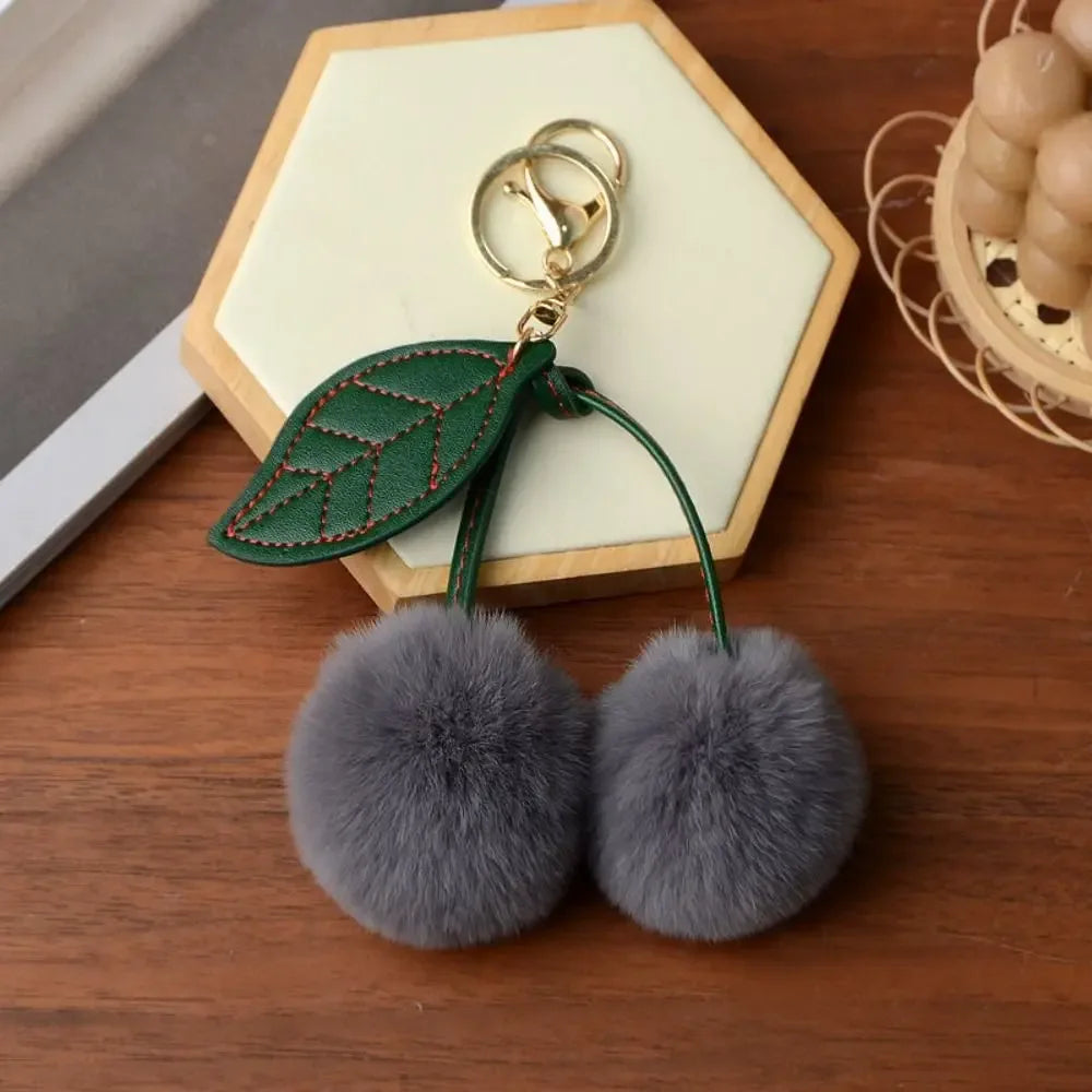 Cherry Plush Toy Keychain – Colorful & Fluffy (Random Color)