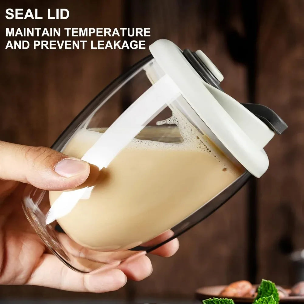 Double Wall Glass with Lid – Heat Resistant Insulated Cup