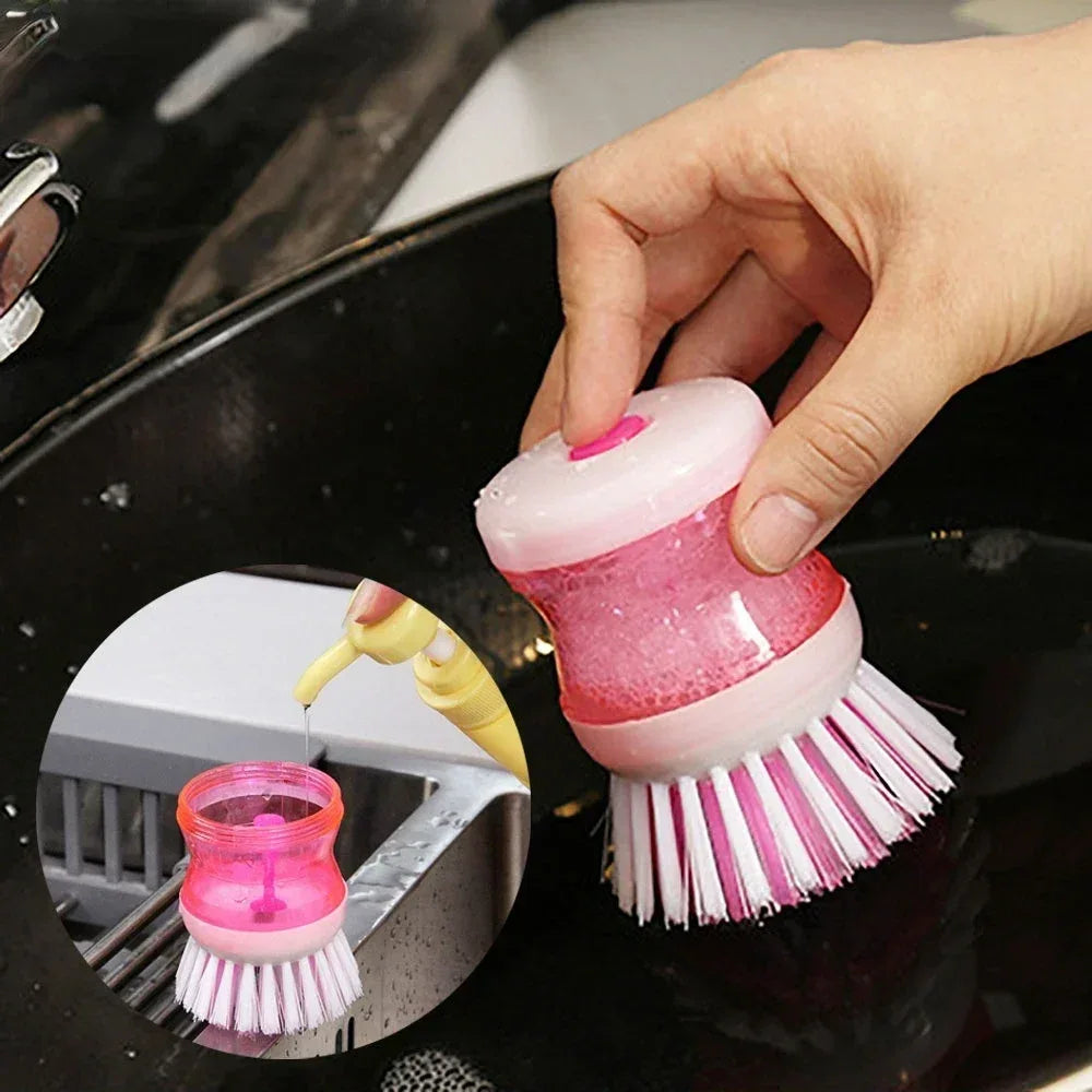 Soap Dispensing Dish Brush – Kitchen Cleaning Scrubber