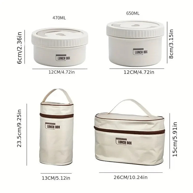 Portable Insulated Stainless Steel Bento Lunch Box Set With Bag