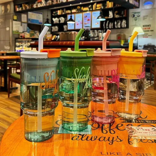1200ml Large Capacity Water Bottle – Dual Straw Cup (Random Color)