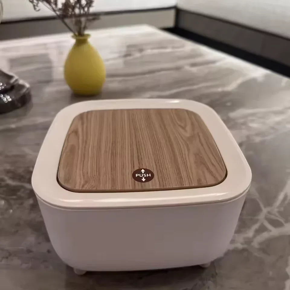 Mini Desktop Trash Can – Small Covered Bin for Desk & Bedroom