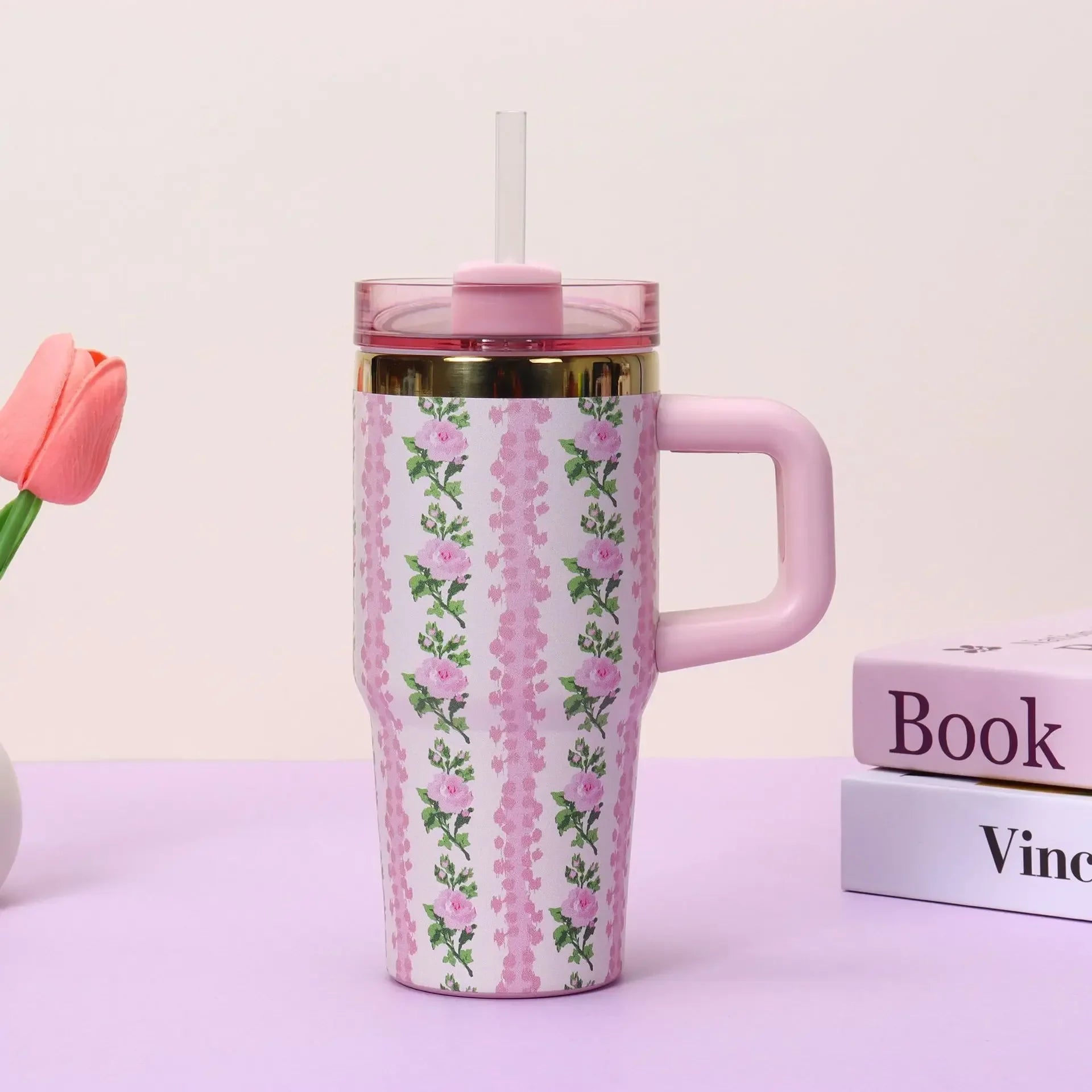 Stanley-Style Mini 40oz Floral Tumbler – Durable & Stylish