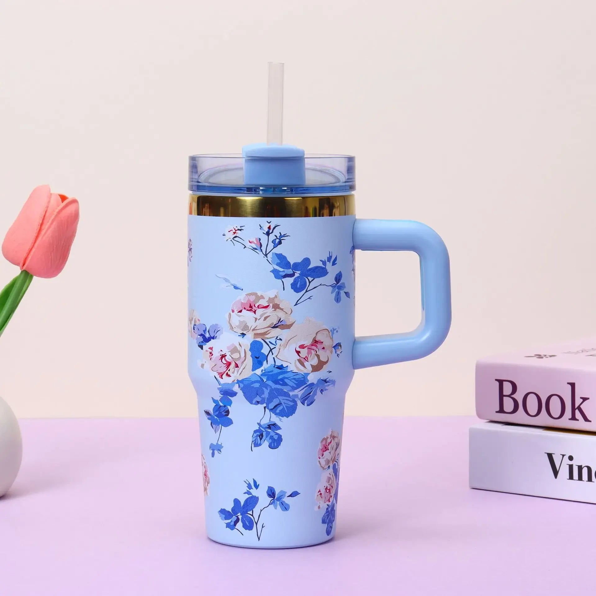 Stanley-Style Mini 40oz Floral Tumbler – Durable & Stylish