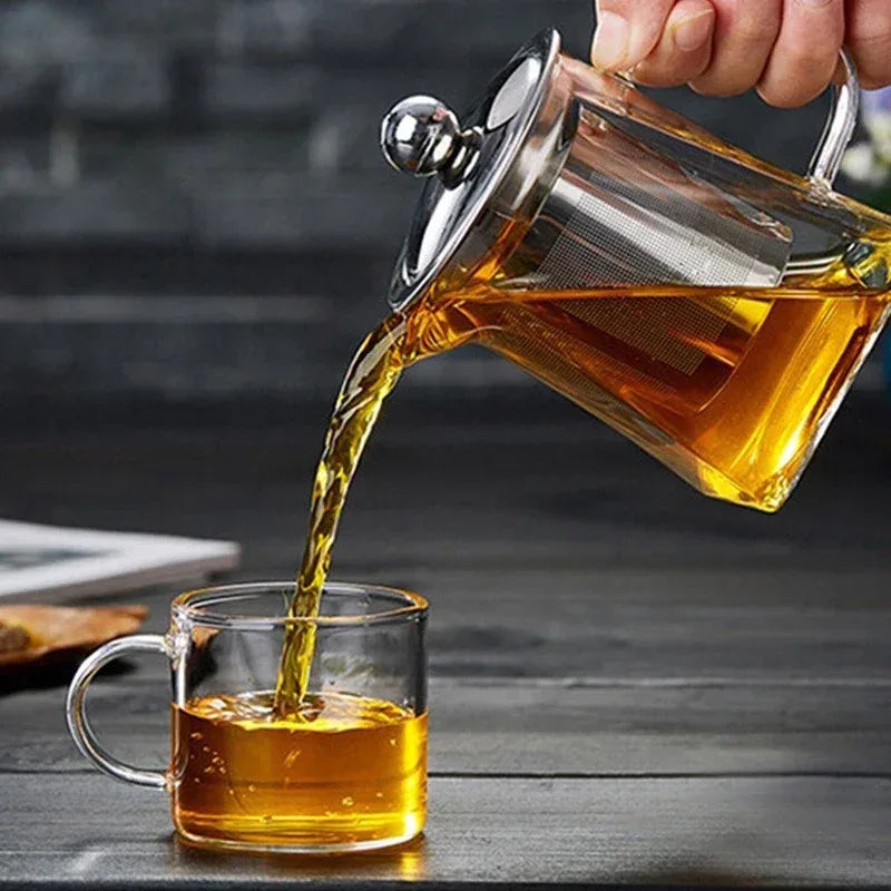 Heat-Resistant Glass Teapot with Stainless Steel Infuser