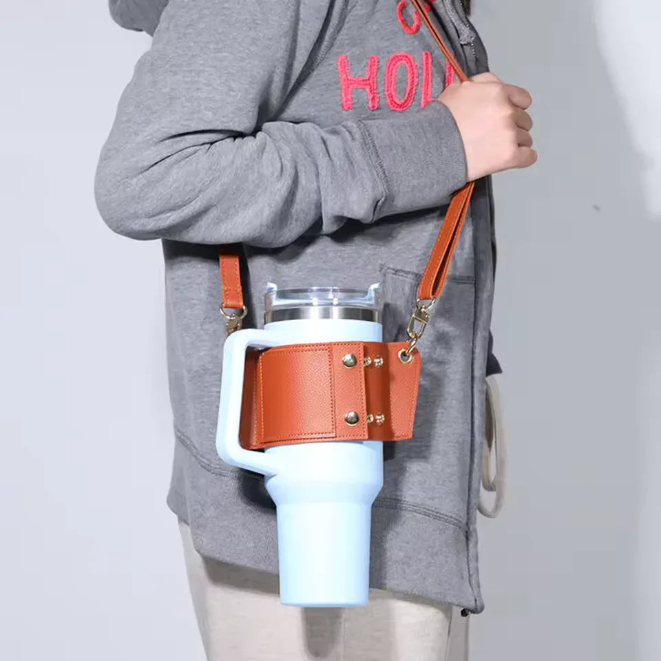 Water Tumbler Holder with Strap – 40oz PU Bottle Pouch (Random)